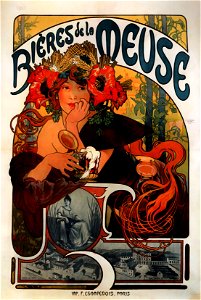Alfons Mucha - 1897 - Bières de la Meuse. Free illustration for personal and commercial use.