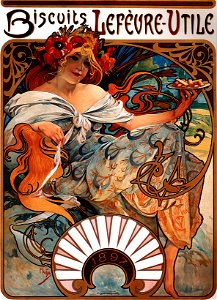 Alfons Mucha - 1896 - Biscuits Lefèvre-Utile. Free illustration for personal and commercial use.