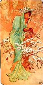 Alfons Mucha - 1896 - Winter. Free illustration for personal and commercial use.