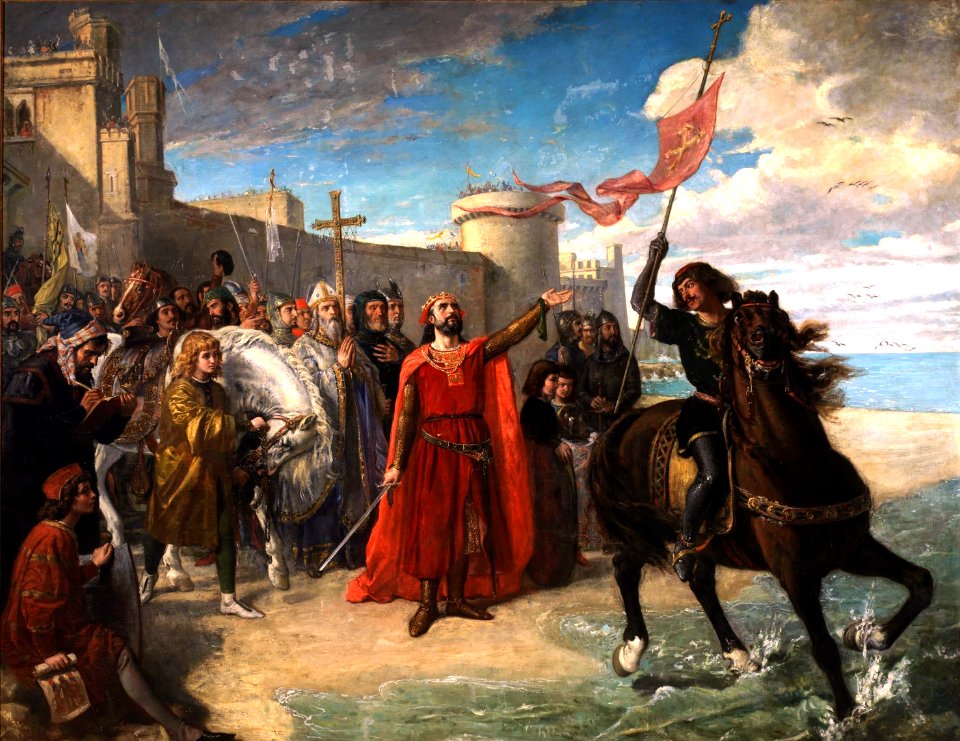 Alfonso X el Sabio tomando posesión del mar después de la conquista de Cádiz. Matías Moreno. 1866