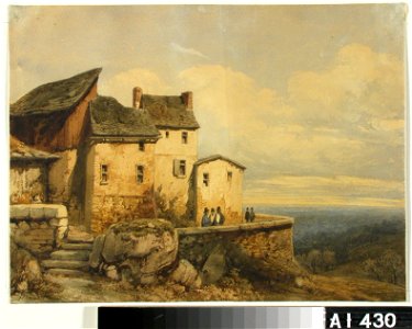Alfred Hubert - Talo italialaisessa vuoristomaisemassa - A I 430 - Finnish National Gallery