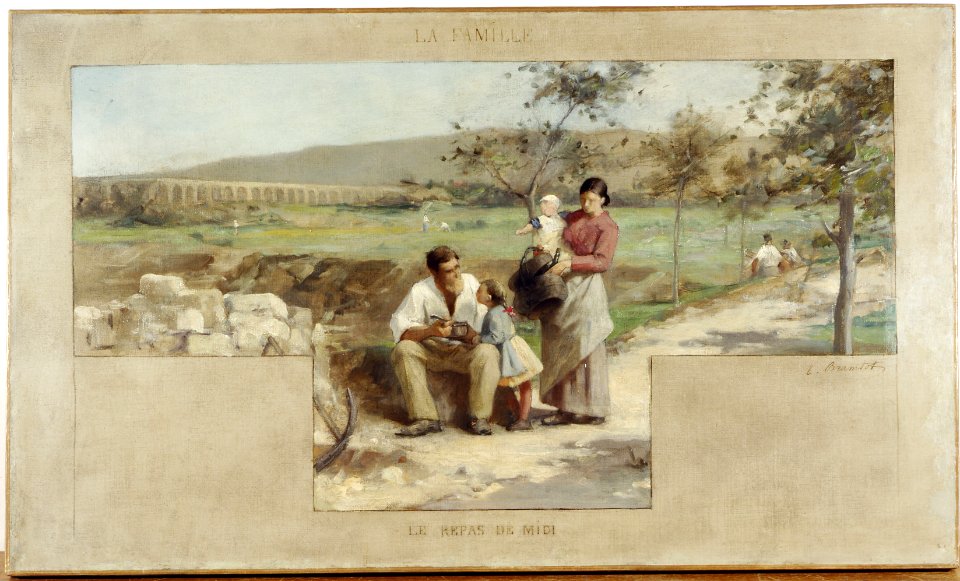 Alfred Henri Bramtot - Esquisse pour la mairie d'Arcueil-Cachan , La famille - le repas de midi - PPP4599 - Musée des Beaux-Arts de la ville de Paris