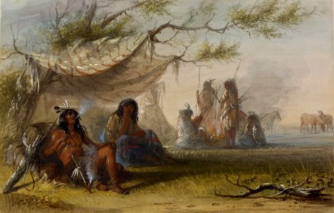 Alfred Jacob Miller - Indian Encampment - Walters 371940115. Free illustration for personal and commercial use.