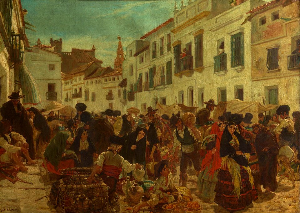 Alfred Edmé Alexis Dehodencq (1822-82) - A Spanish Market Place - RCIN 404798 - Royal Collection