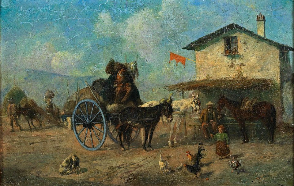Alfred Friedländer Rast vor der Schenke