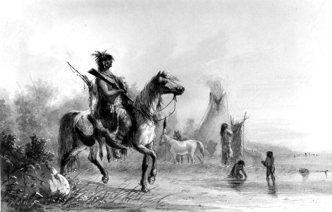 Alfred Jacob Miller - Indian Returning to Camp with Game - Walters 371940118. Free illustration for personal and commercial use.