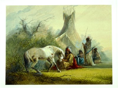 Alfred Jacob Miller - Shoshone Indian and his Pet Horse - Walters 37194062. Free illustration for personal and commercial use.