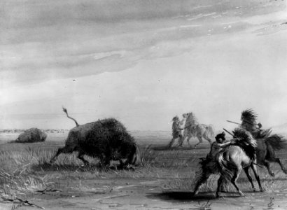 Alfred Jacob Miller - Buffalo Turning on His Pursuers - Walters 371940138