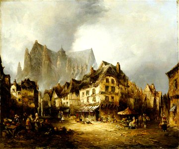 Alfred Montague (1832-1883) - Beauvais Cathedral and Market, France - 884925 - National Trust