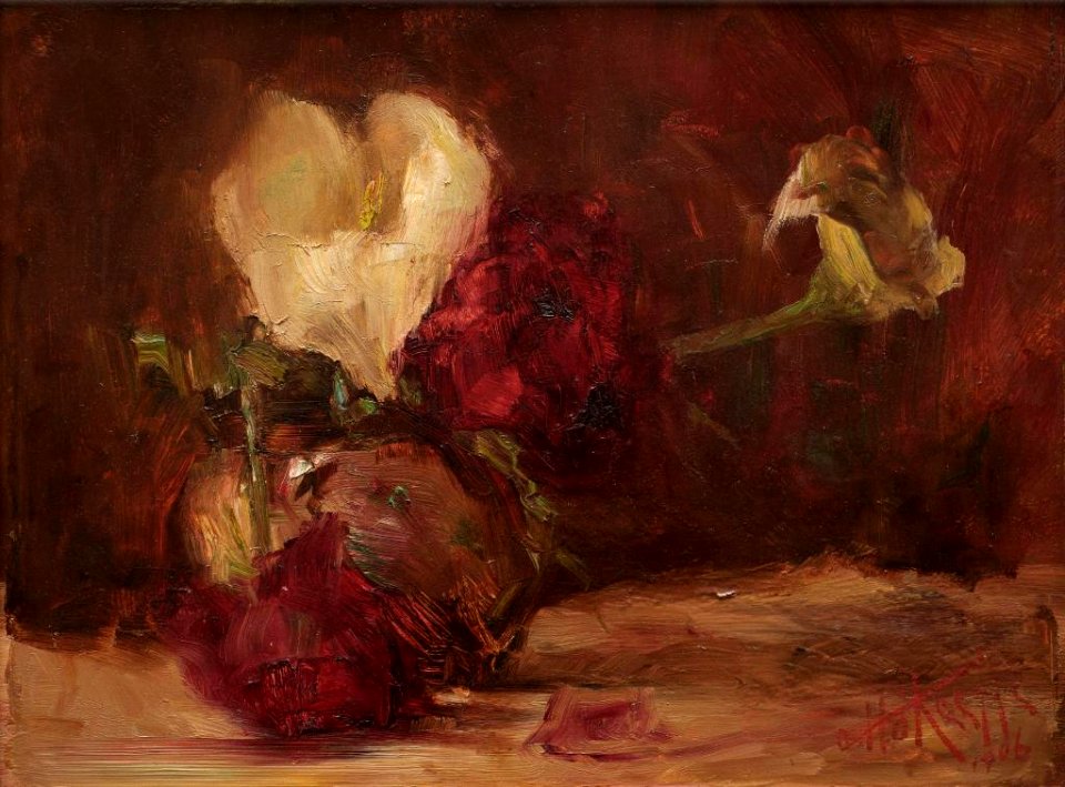 Alfred O'Keeffe - Still Life, Roses and Arum Lilies - 1957-18-3 - Auckland Art Gallery