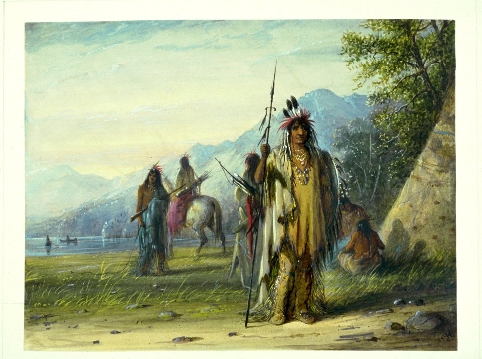 Alfred Jacob Miller - Snake Indian Camp - Walters 371940160. Free illustration for personal and commercial use.