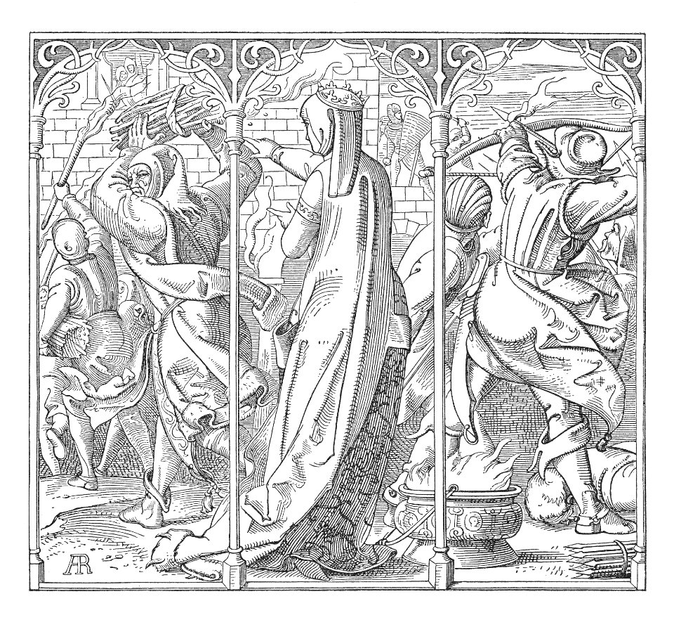 Alfred Rethel - Die Nibelungen 07 Wie die Königin den Saal verbrennen ließ