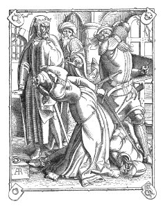 Alfred Rethel - Die Nibelungen 10 Wie Gunther Hagen und Kriemhilde erschlagen wurden