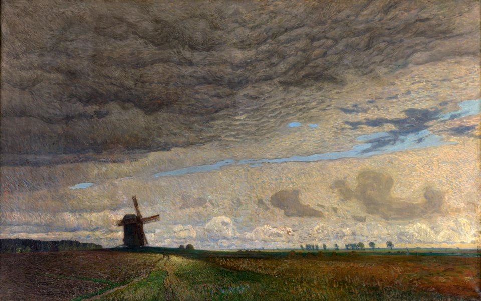 Alfred Scherres Landschaft mit Windmühle