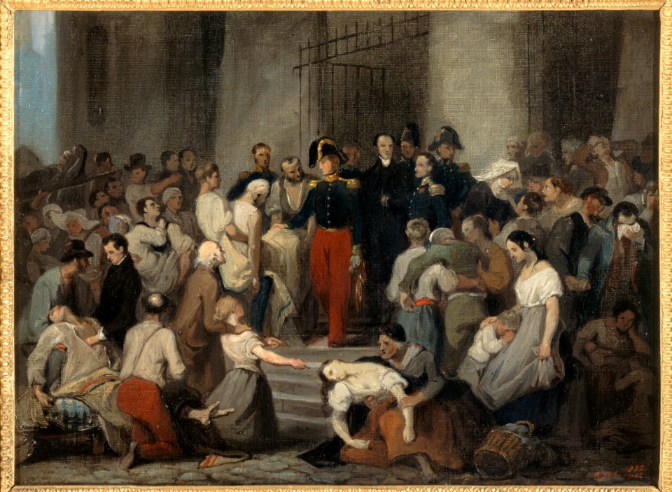Alfred Johannot - Le duc d'Orléans visitant les malades de l'Hôtel-Dieu pendant l'épidémie de choléra, en 1832 - P603 - Musée Carnavalet