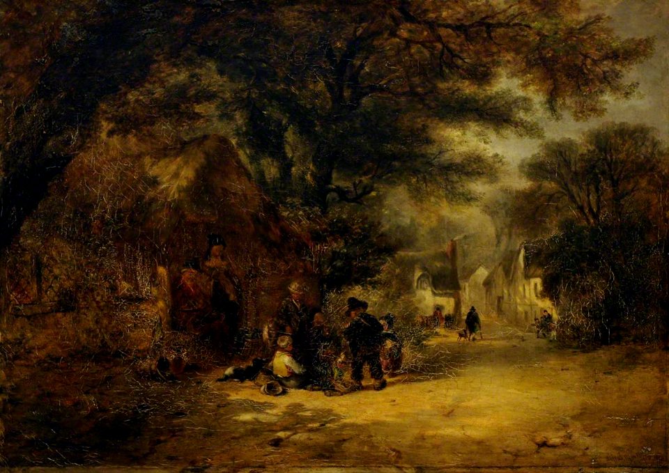 Alfred Montague (1832-1883) - Children Gathered outside a Village Cottage - 290398 - National Trust