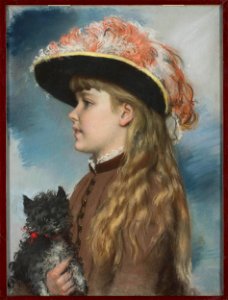 Alfred Romer - Portret córki Heleny z pieskiem