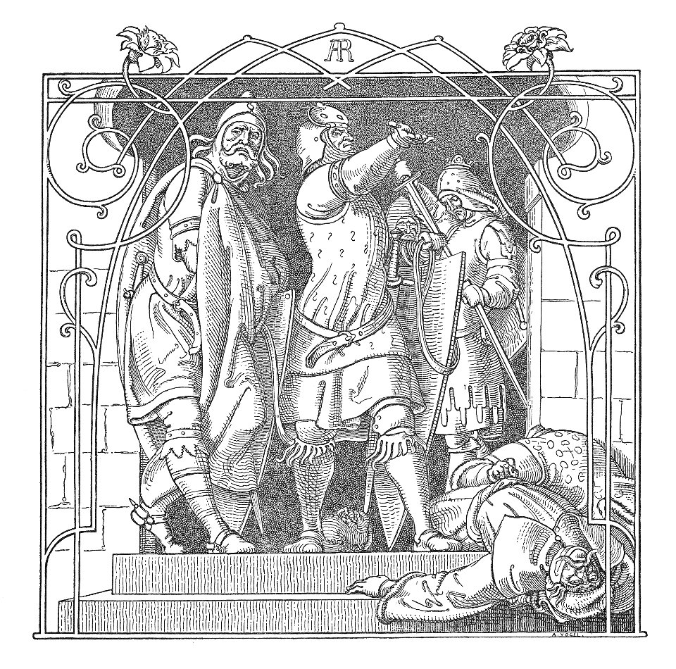 Alfred Rethel - Die Nibelungen 05 Wie sie die Toten hinauswarfen