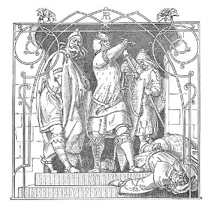 Alfred Rethel - Die Nibelungen 05 Wie sie die Toten hinauswarfen