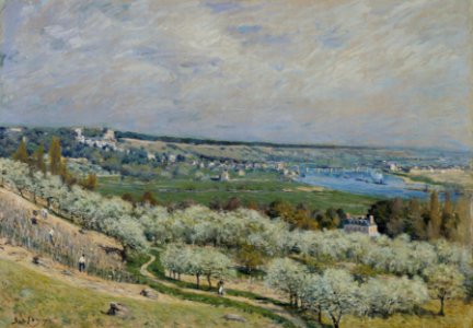 Alfred Sisley - The Terrace at Saint-Germain, Spring - Walters 37992. Free illustration for personal and commercial use.