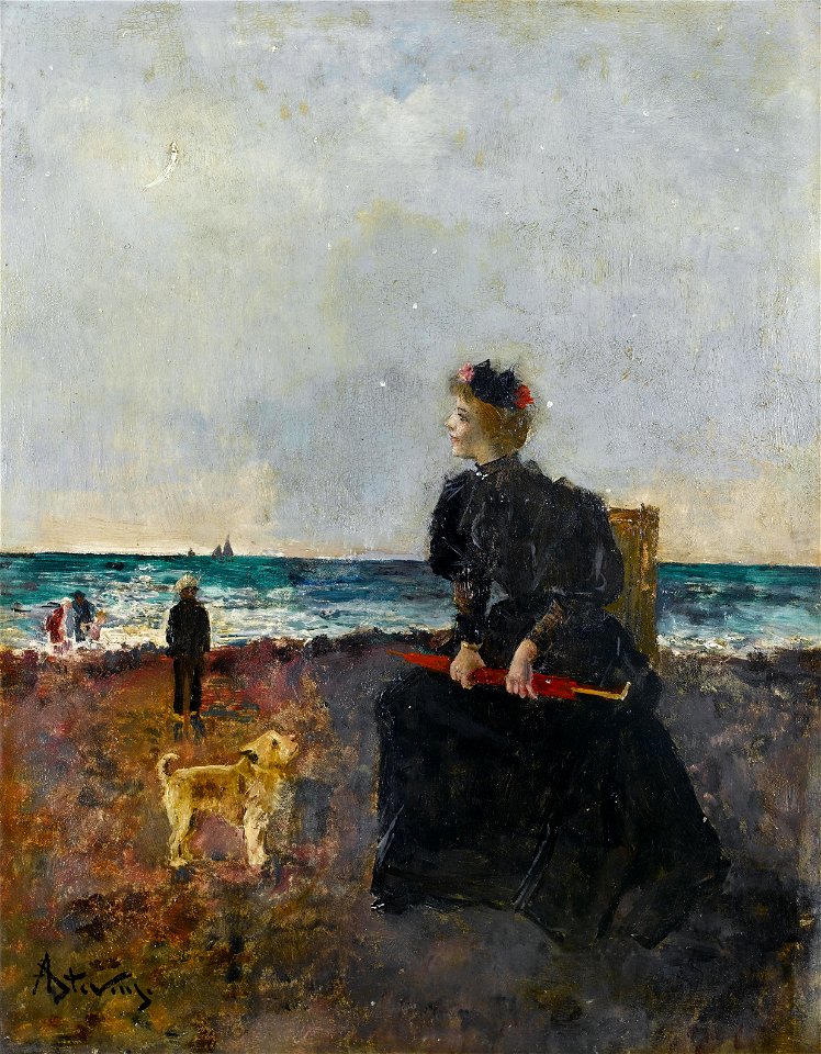 Alfred Stevens Femme assise sur la plage