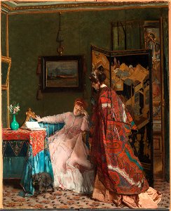 Alfred Stevens - The Visit - 1997.112 - Dallas Museum of Art. Free illustration for personal and commercial use.