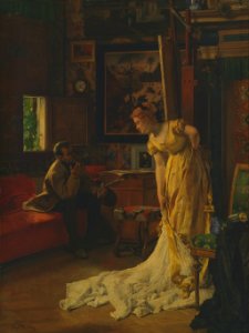 Alfred Stevens, L'Atelier, 1869, huile sur bois Bruxelles, musées royaux des Beaux-Arts de Belgique, inv. 3423