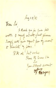 Alfred Tennyson Letter to a translator 1887-05-28