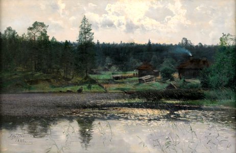 Alfred Thörne-Insjölandskap med gård