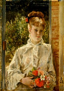 Alfred Stevens - Young Woman in White Holding a Bouquet - 1963.10.65 - National Gallery of Art