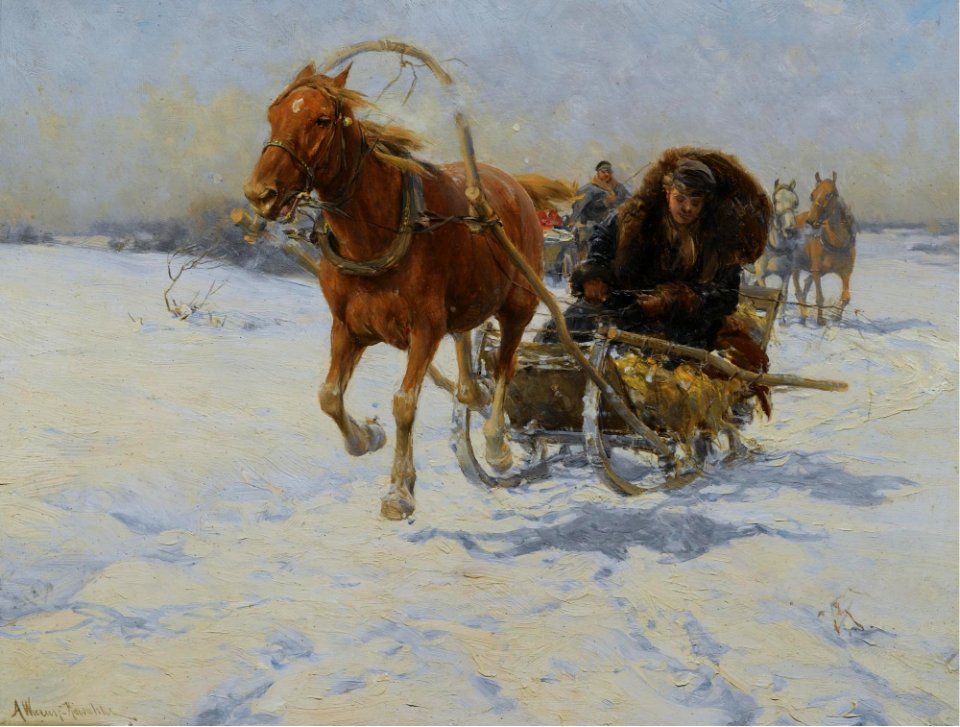 Alfred Wierusz-Kowalski - Kulig jednokonny
