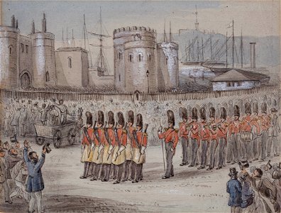 Alfred Tipping - Tipping-98272 - Grenadiers landing at Portsmouth - 1850s