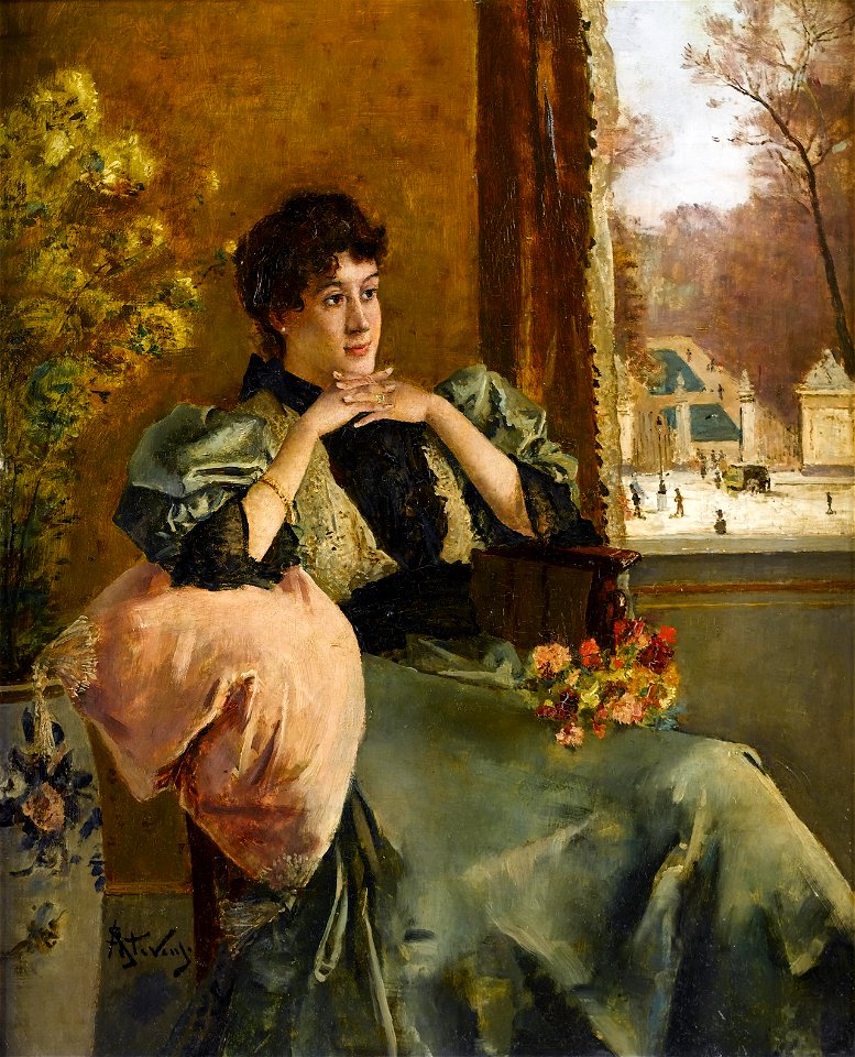 Alfred Stevens Femme pensive près d'une fenêtre