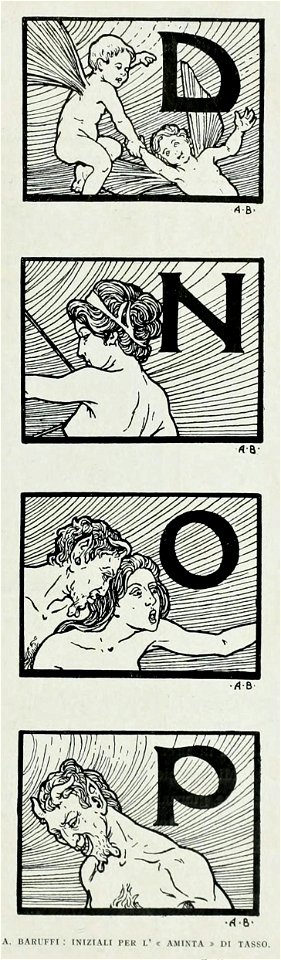 Alfredo Baruffi iniziali per l’Aminta di Tasso