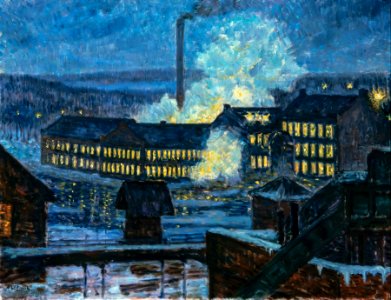 Alfred William Finch - Night View of a Factory