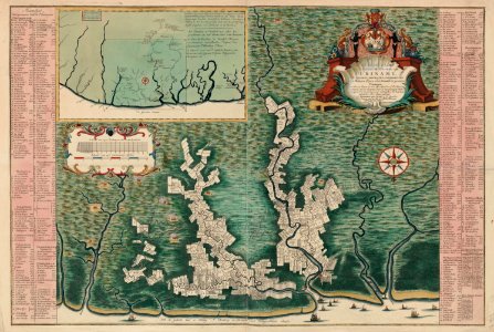 Algemene kaart van Suriname, Alexander de Lavaux, Hendrik de Leth, Directeurs van de sociëteit van Suriname, 1737 - 1757 - Rijksmuseum