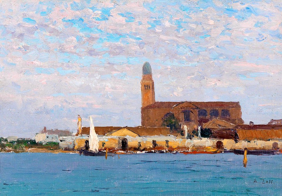 Alfred Zoff - A view of the cathedral in Chioggia