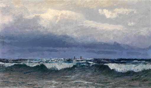 Alfred Zoff Meeresbrandung mit Segelschiffen 1896