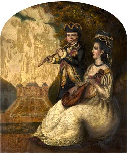 Alice Anne Graham-Montgomery (1847-1931) (possibly) - Elizabeth Egerton (1678–1720), Later Mrs Peter Legh, and Her Brother Playing Musical Instruments - 1298426 - National Trust