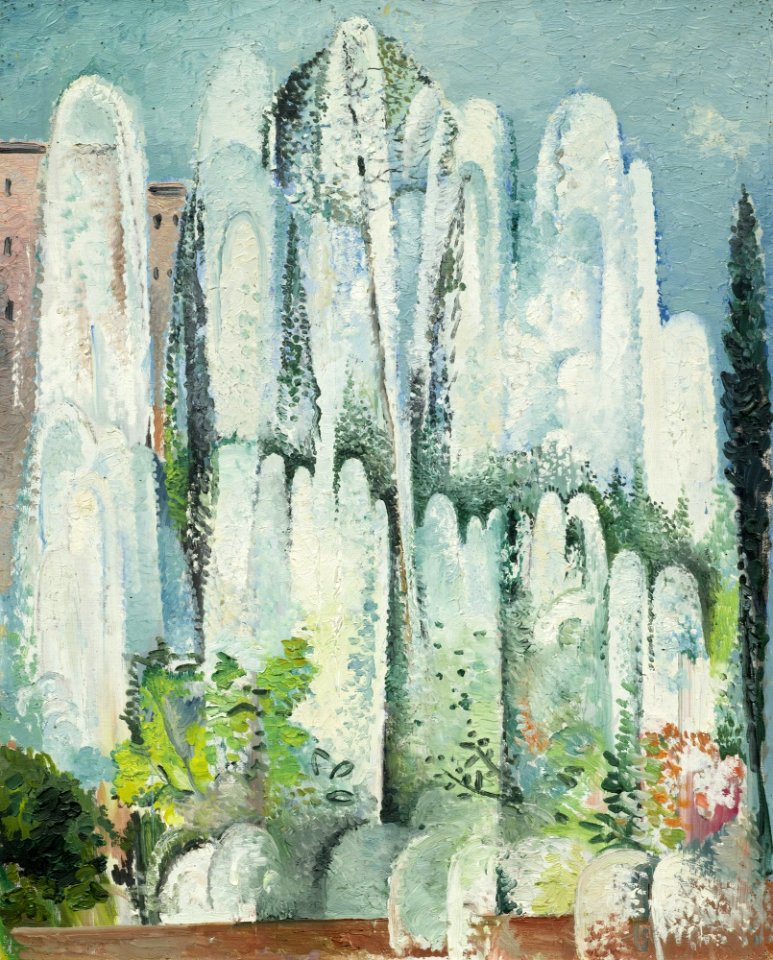 Alice Bailly Fontaine dans un jardin de Rome