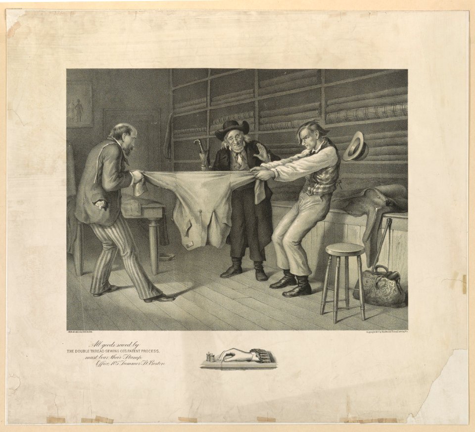 All goods sewed by the Double Thread Sewing Co's. patent process must bear their stamp - J.H. Bufford's Sons, lith., Boston. LCCN90712042