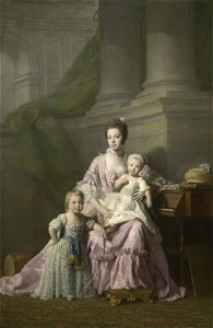 Allan Ramsay (1713-84) - Queen Charlotte (1744-1818) with her two Eldest Sons - RCIN 404922 - Royal Collection. Free illustration for personal and commercial use.