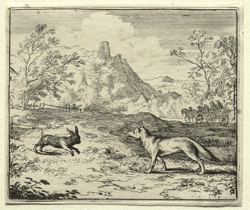 Allart van Everdingen (Dutch, 1621-1675) - Reynard the Fox, Reynard and the Rabbit - 1982.179.46 - Cleveland Museum of Art