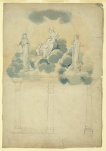 Allegorical scene of female figures in clouds atop columns LCCN2004662393