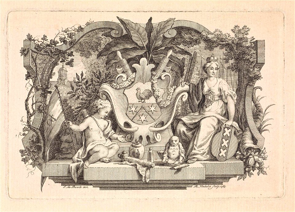 Allegorie met het wapen van familie Calkoen