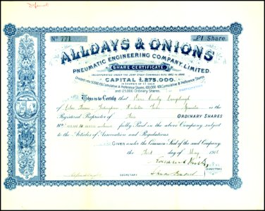 Alldays & Onions 1916