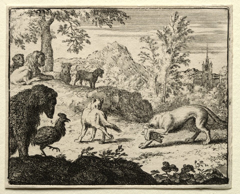 Allart van Everdingen (Dutch, 1621-1675) - Reynard the Fox, The Combat Between Reynard and the Wolf - 1982.179.56 - Cleveland Museum of Art
