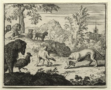 Allart van Everdingen (Dutch, 1621-1675) - Reynard the Fox, The Combat Between Reynard and the Wolf - 1982.179.56 - Cleveland Museum of Art