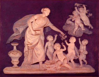 Allegorische voorstelling van een vrouw die druiven uitdeelt aan putti Centraal Museum 2358