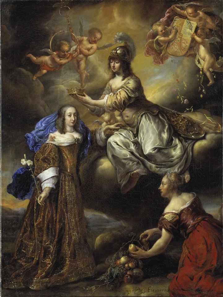 Allegori över Hedvig Eleonora, 1636-1715, krönes av Minerva (Juriaen Ovens) - Nationalmuseum - 15892